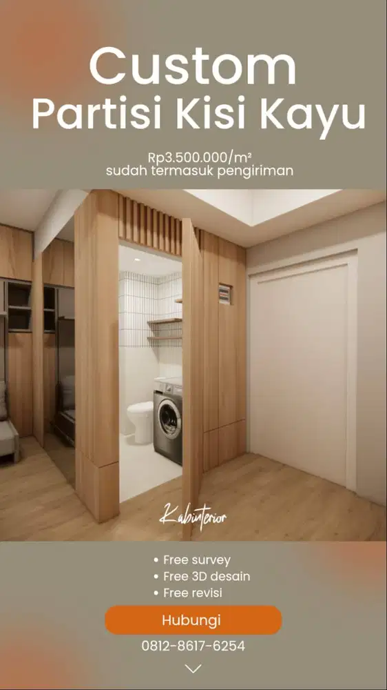 CUSTOM PARTISI KISI KAYU MINIMALIST