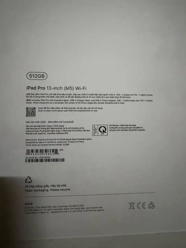 ipad pro 13 inci M5 chip 512GB wifi only new segel baru garansi inter