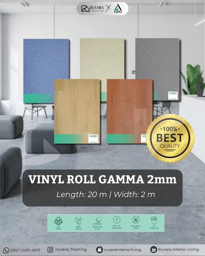 Vinyl Roll Gamma 2mm | Lantai Vinyl Roll Modern | Flooring Interior