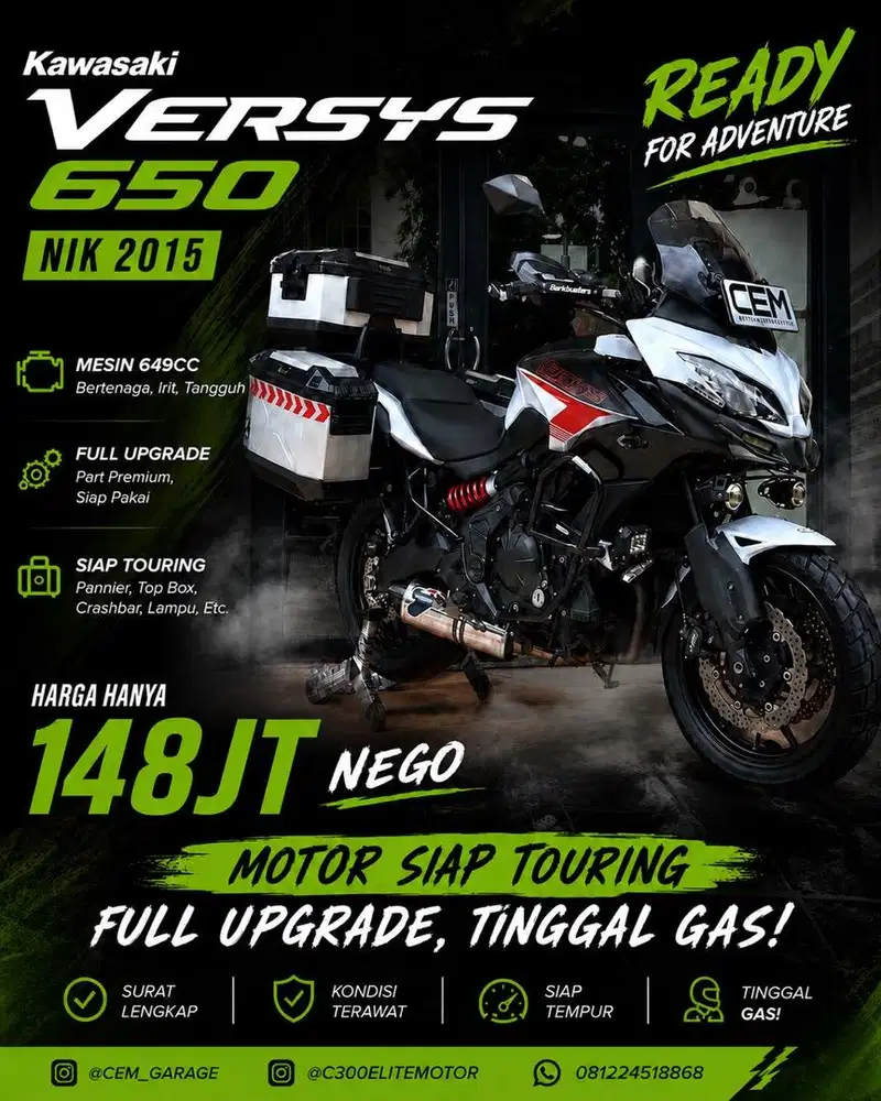 Kawasaki Versys 2015 Full acc siap touring