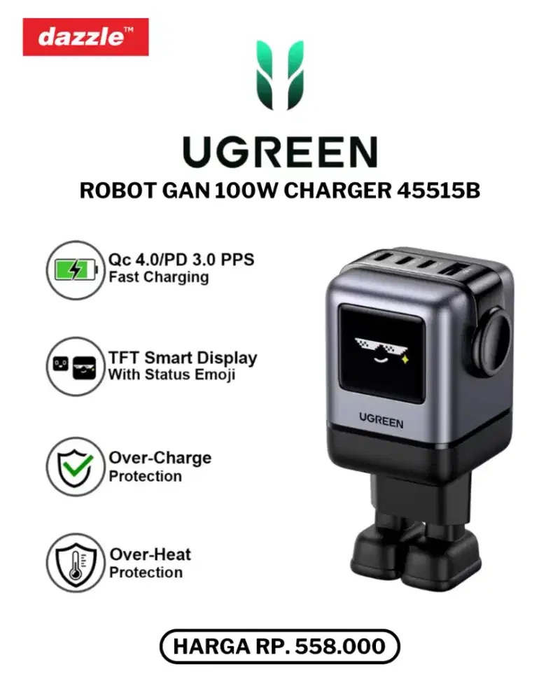 UGREEN UNO ROBOT GAN CHARGER (45515B)