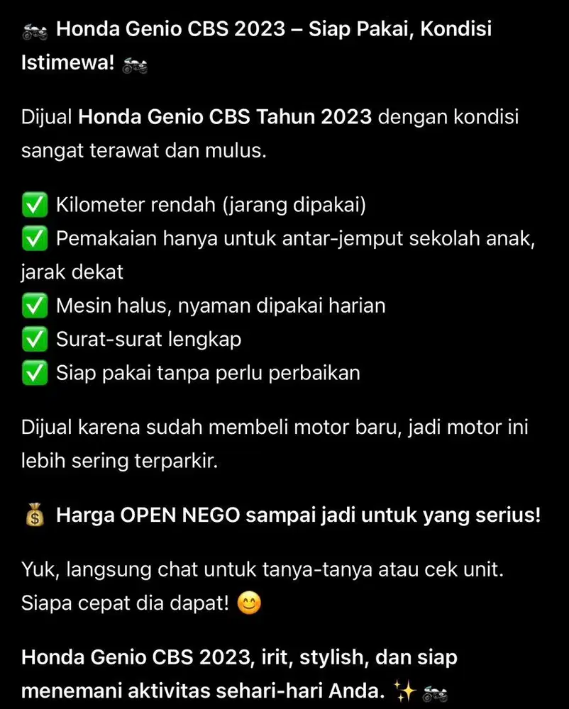 HONDA GENIO CBS TH 2023