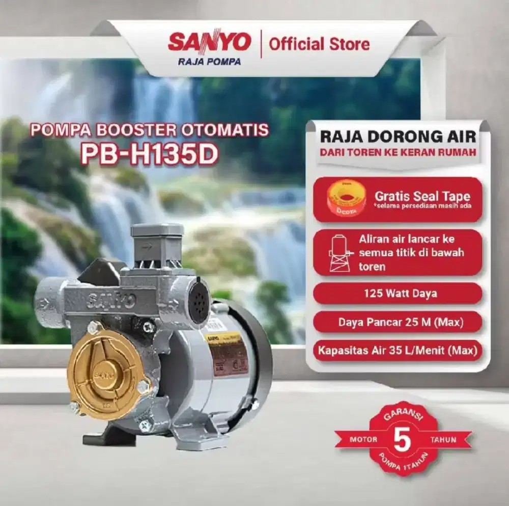 SANYO Mesin Pompa Pendorong Air Otomatis PB- H153D