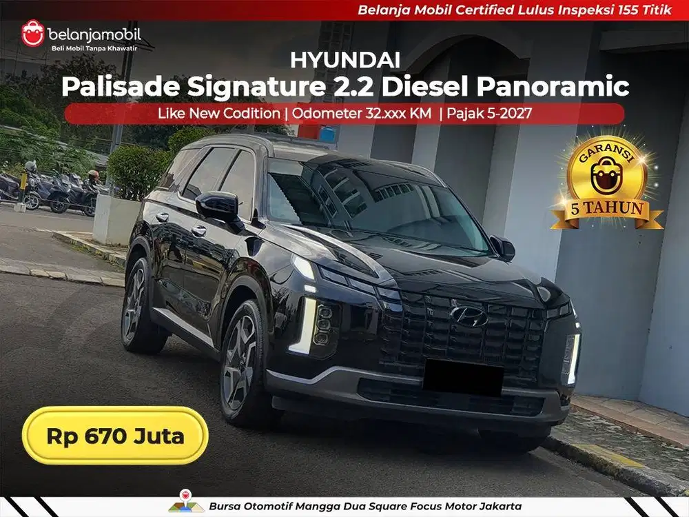 [ GARANSI 5TH ] Hyundai Palisade Signature 2.2 Panoramic AT 2023/2024