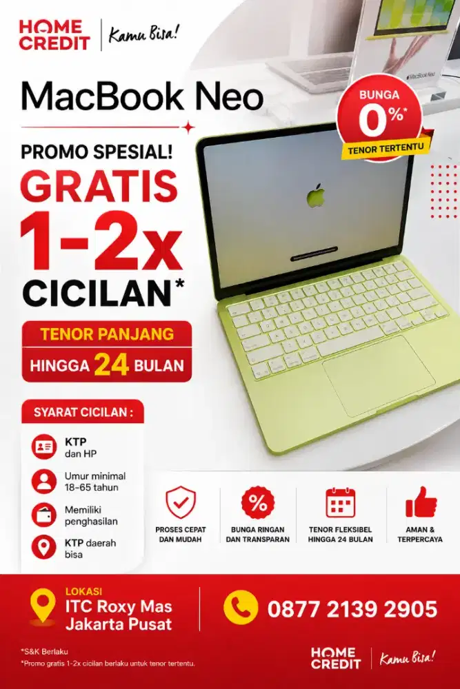 Cicilan tanpa kartu kredit Macbook Neo citrus