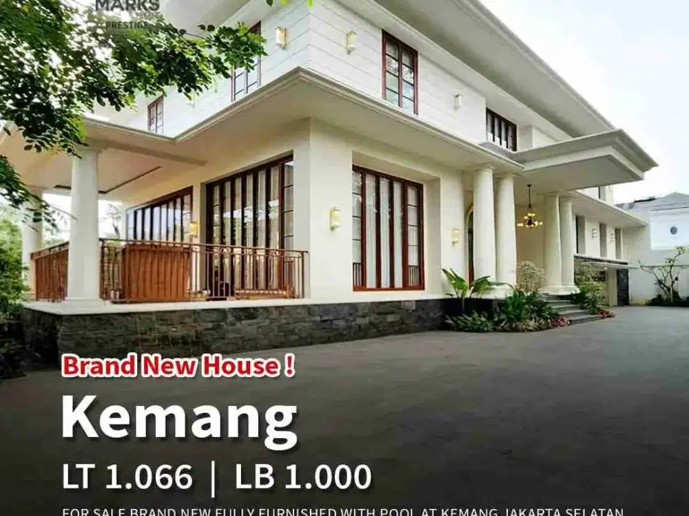 FOR SALE
BRAND NEW FULLY FURNISHED AT KEMANG

- Luas Tanah ± 1.066 m2
- Luas Bangunan ± 1.000 m2
- 7 bedroom + 3
- 7 bathroom + 2
- 6 garasi + 10 carport

Lantai UTAMA
- Reception Room LUAS to Terrace
- Swimming Pool + Garden

MEZZANINE
- Lounge / Dining
