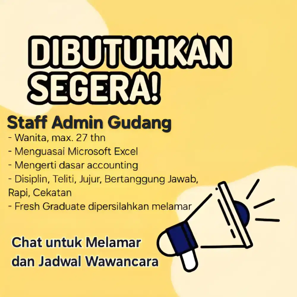 Staff Admin Gudang WANITA