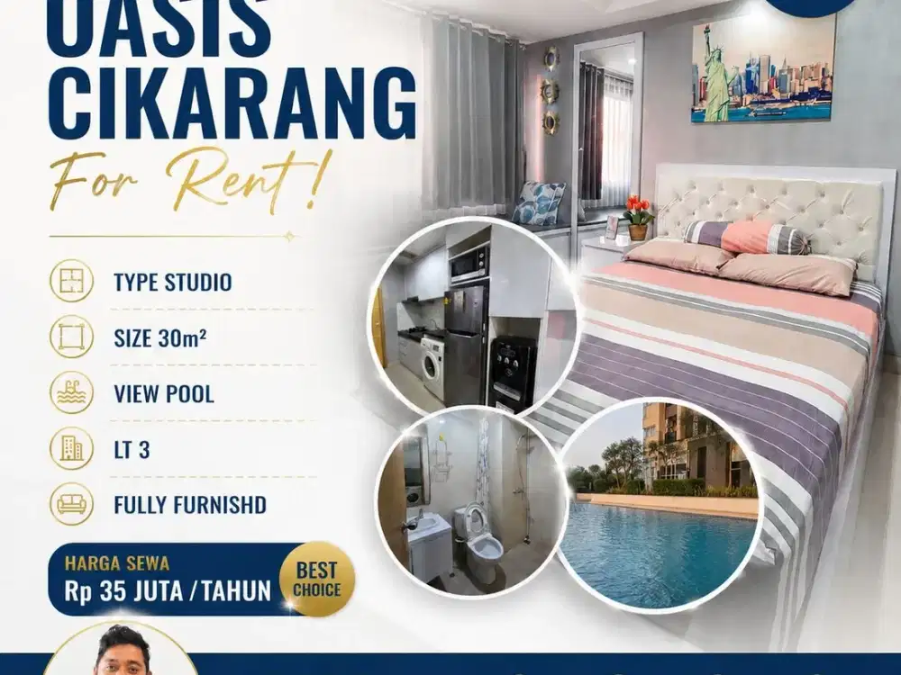 DISEWAKAN APARTEMEN OASIS CIKARANG – SIAP HUNI & FULLY FURNISHED