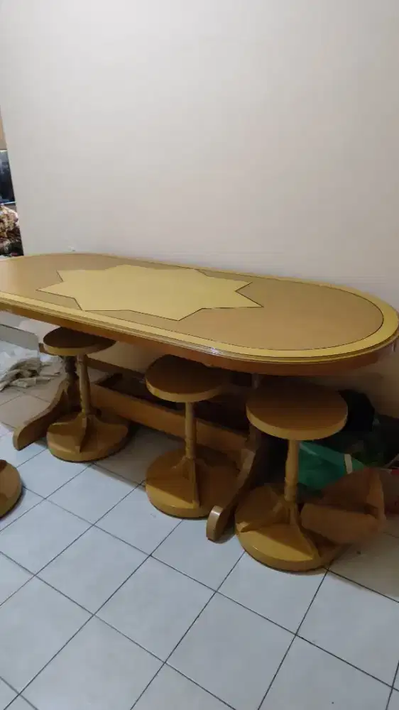 MEJA MAKAN + KURSI TEACKBLOCK/TIPBLOK HALUS