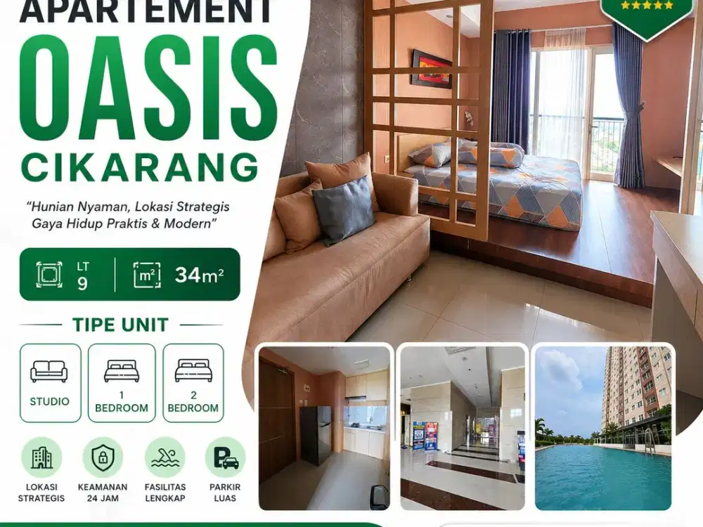 DISEWAKAN: APARTEMEN OASIS CIKARANG LANTAI 9 – HUNIAN NYAMAN, STRATEGIS & MODERN