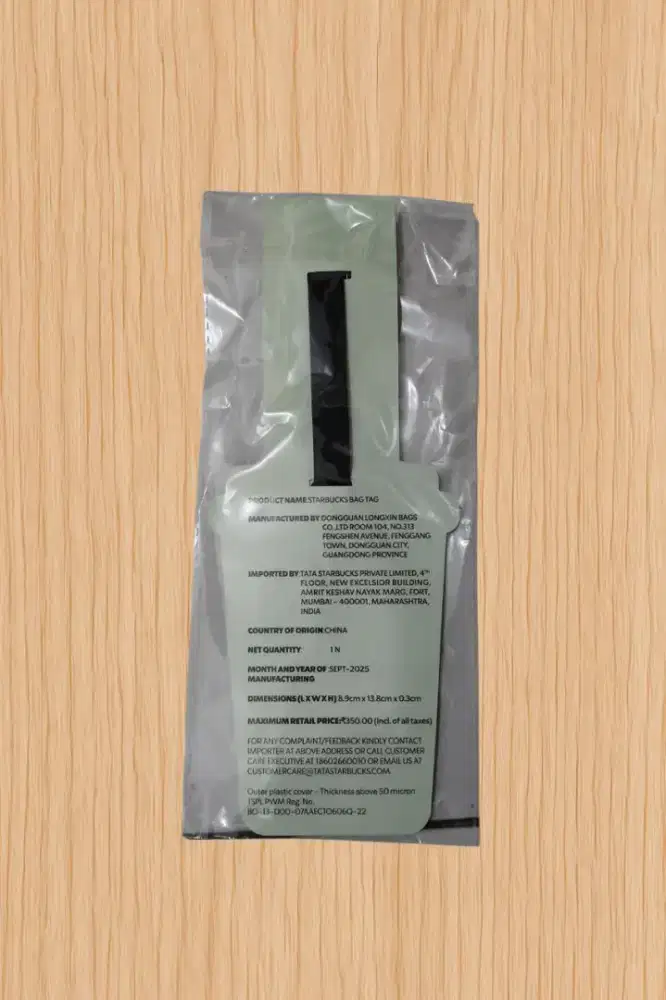Starbucks Original Luggage Tag India Edition New Sealed
