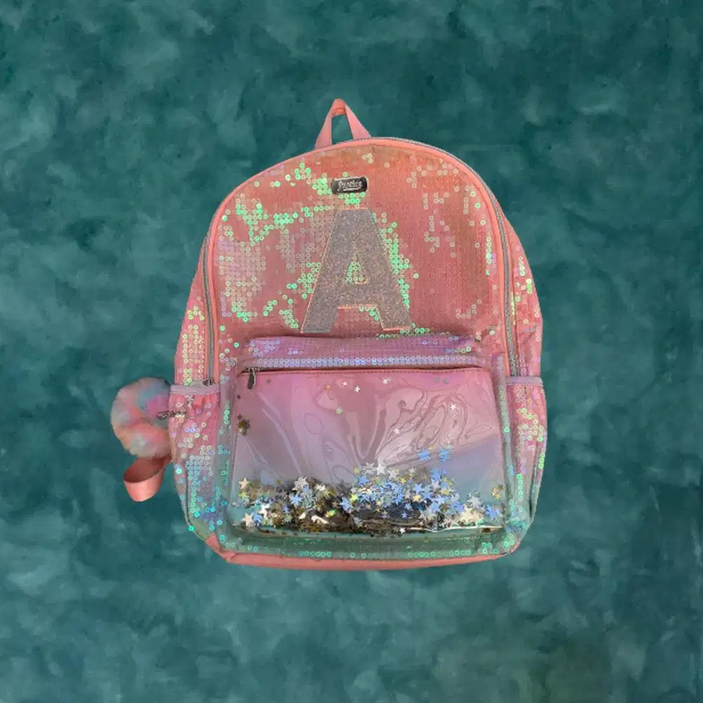 Justice Girls Tas Ransel Backpack Pink Glitter Unicorn Ombre Original