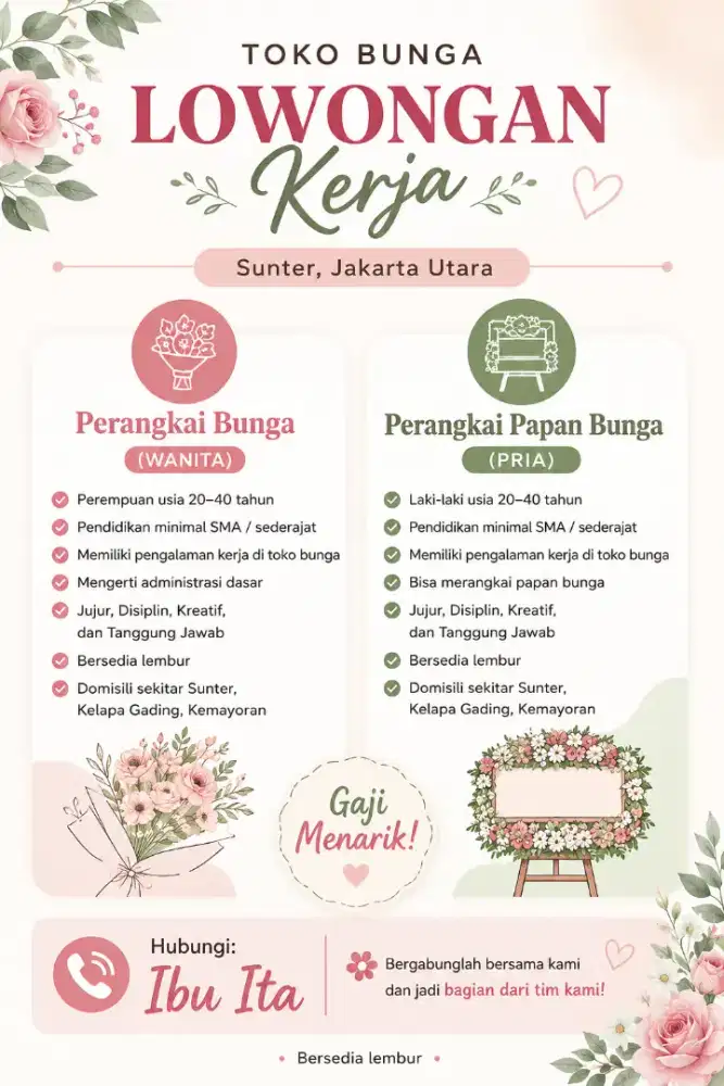 Lowongan Kerja Perangkai Bunga