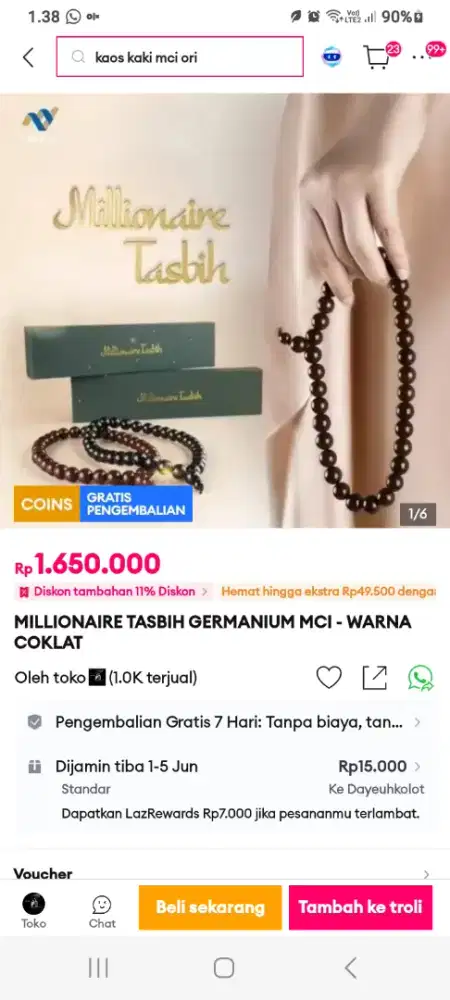 Jual TASBIH Millionaire