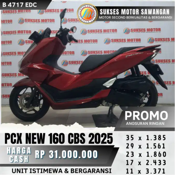 HONDA NEW PCX 160 CBS TH 2025 MERAH MULUS BISA CASH KREDIT BERGARANSI