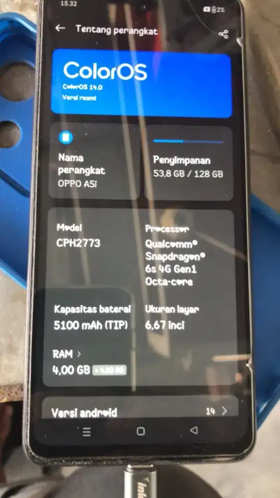 Handphone Oppo A5i mulus