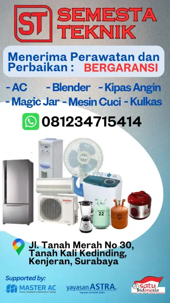 Service dan perawatan AC bergaransi
