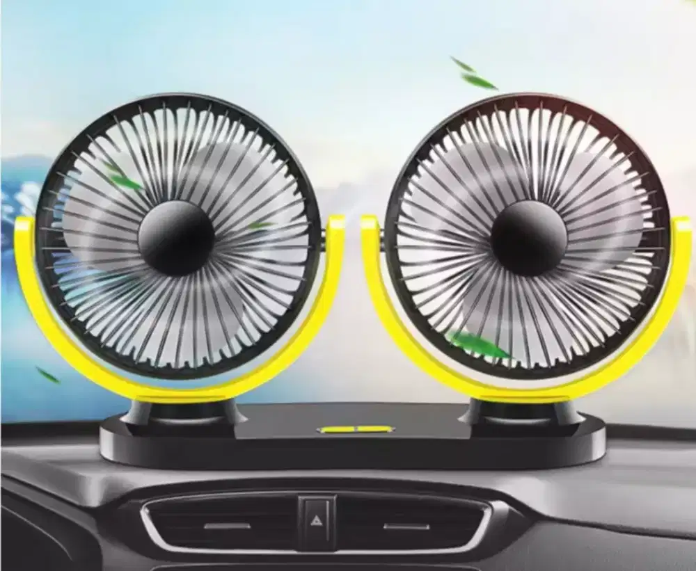 KIPAS DASHBOARD MOBIL DOUBLE FAN 12V