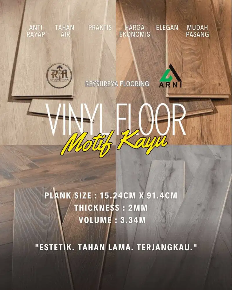 Vinyl Lantai ARNI Motif Wood/ Tebal 2mm/ Anti Rayap/ Modern