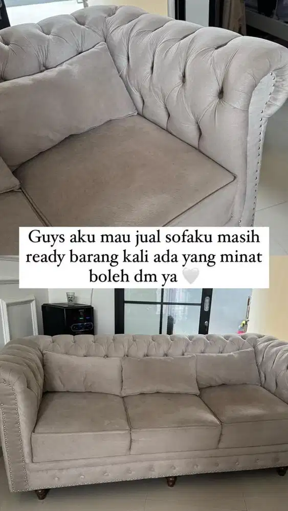 sofa 3 sheat warna cream