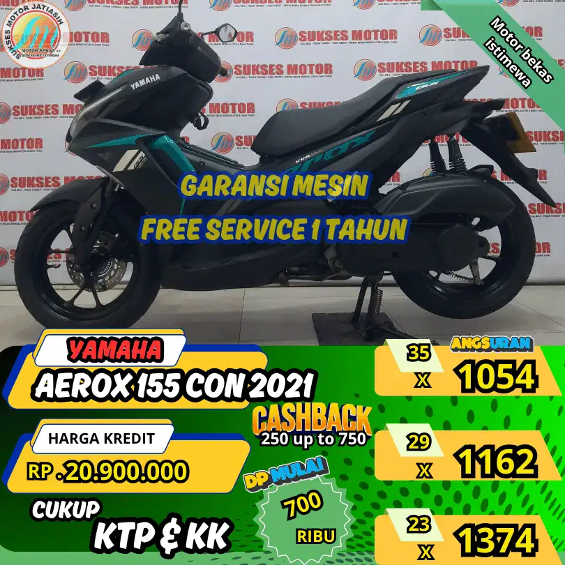 YAMAHA AEROX 155 CON 2021 ANGSURAN TERMURAH SYRT KTP&KK(SUKSESMOTOR)