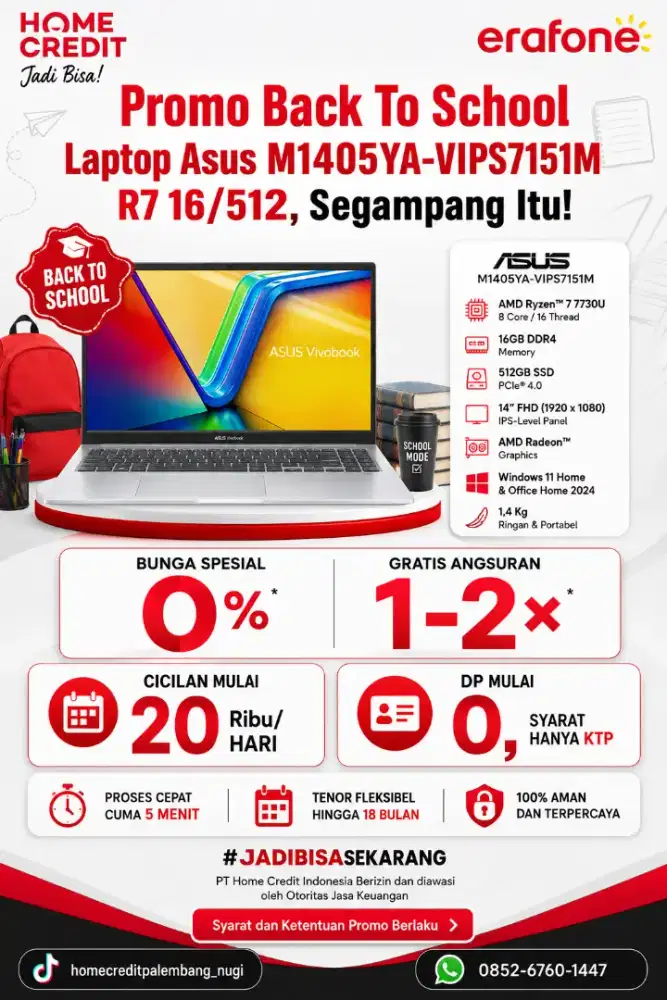 PROMO KREDIT LAPTOP ASUS M1405YA-VIPS7151M R7 16/512 TERMURAH