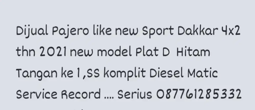 Pajero 2021 like new sport dakkar 4x2 Harga msh Nego
