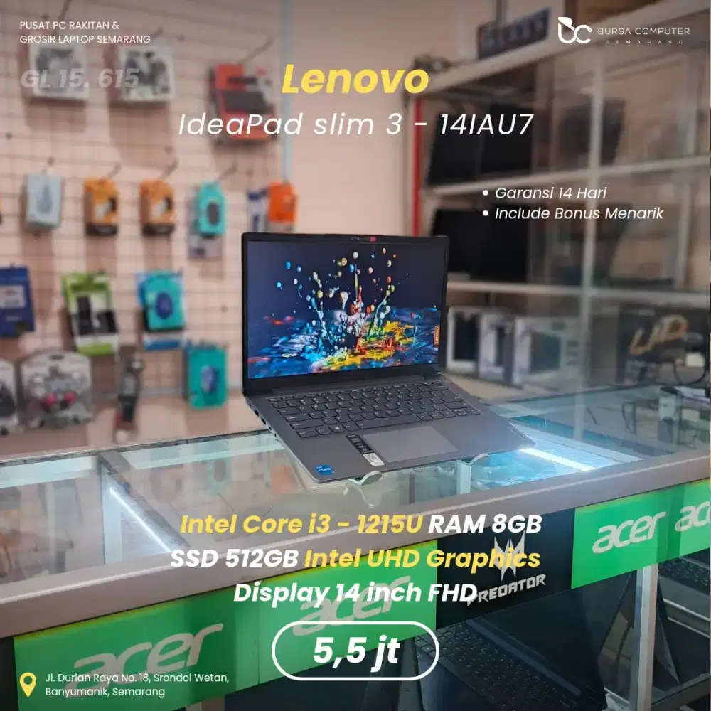 LENOVO Ideapad 3 14IAU7 | Core i3 1215U 8GB 512GB