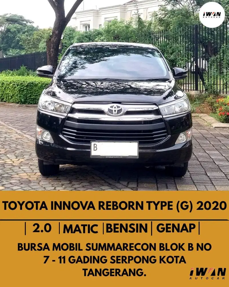TOYOTA INNOVA REBORN G 2.0 BENSIN AT 2020