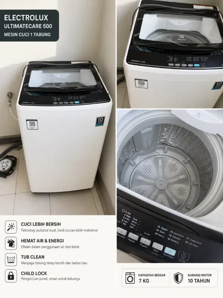 Mesin Cuci Electrolux UltimateCare 500 Top Loading 7KG