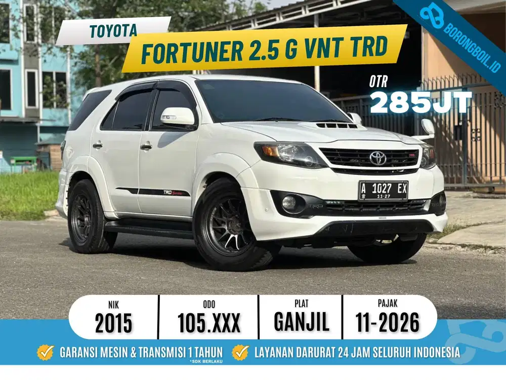 TERMURAH!!FORTUNER 2.4 G VNT TRD AT 2015 PUTIH FAVORIT