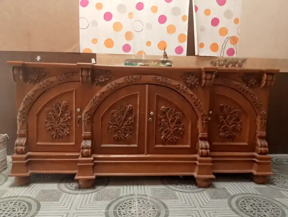 Meja bufet jati asli