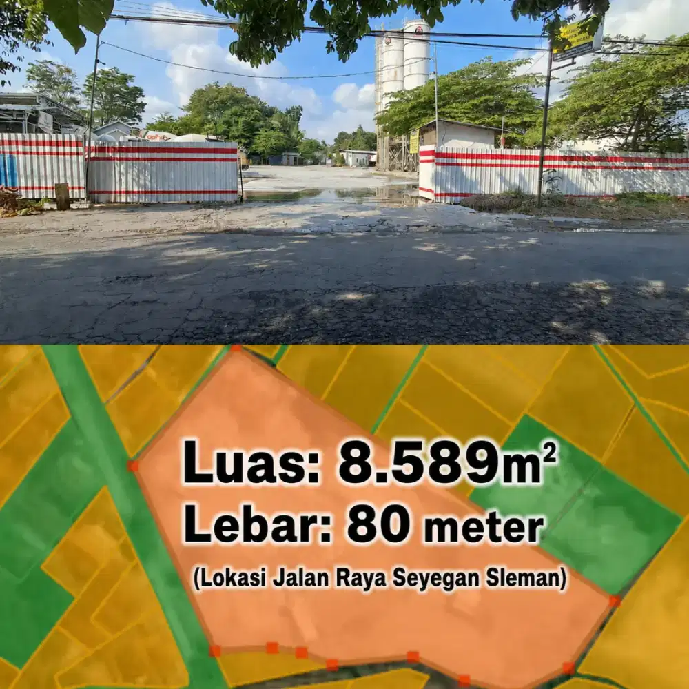 Tanah Pinggir Jalan Raya Seyegan Sleman Dekat Exit Tol