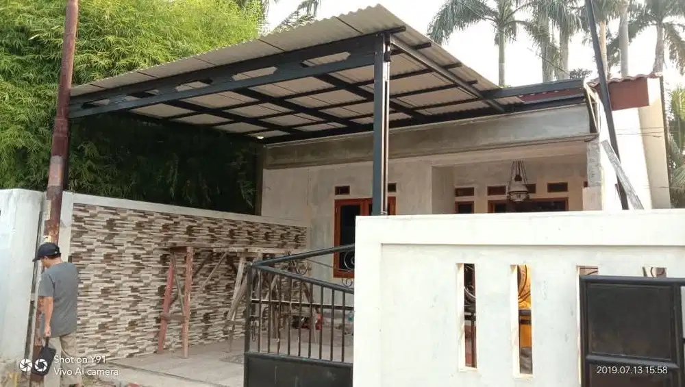 Teras rumah atap spandek pasir