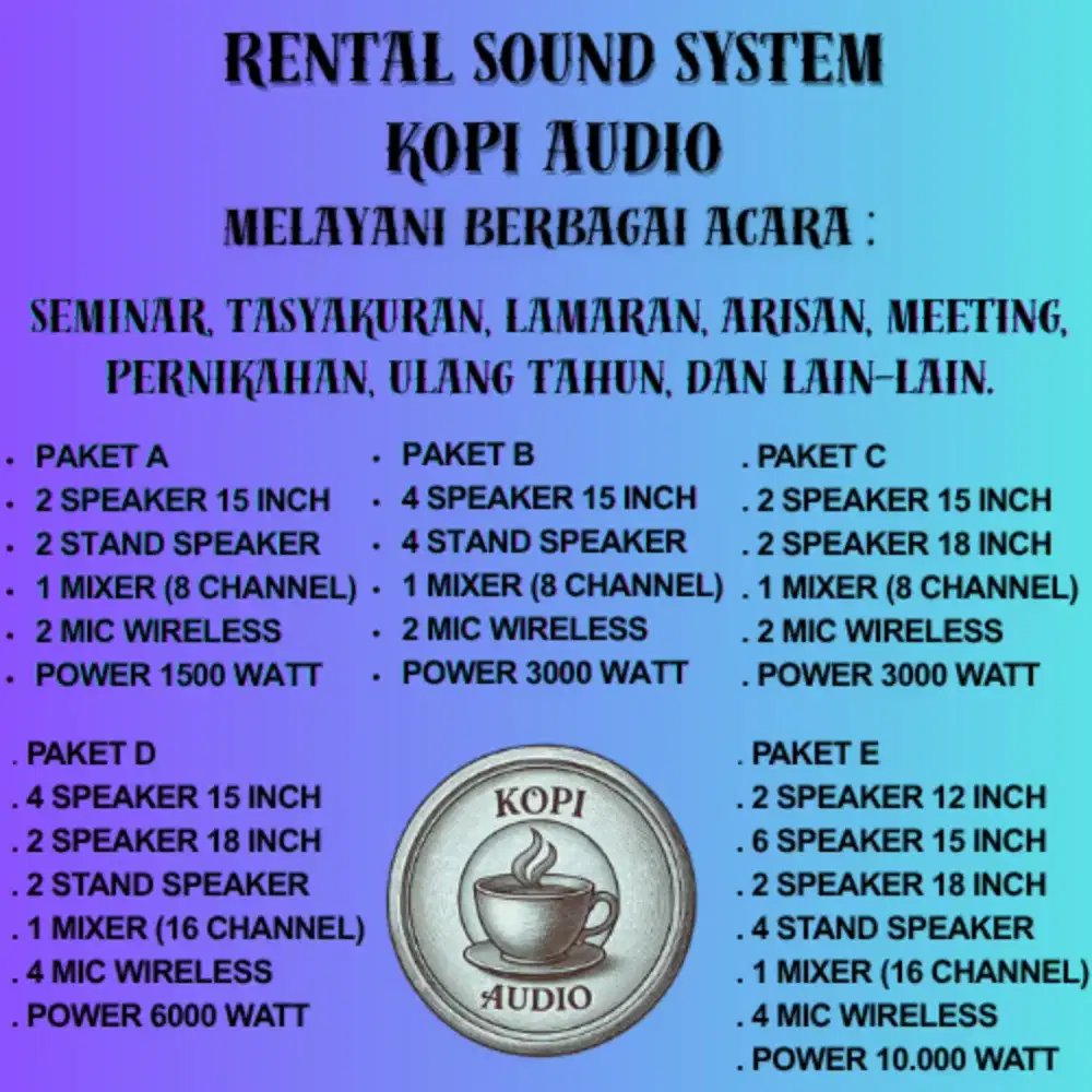 RENTAL/SEWA SOUND SYSTEM KOPI AUDIO