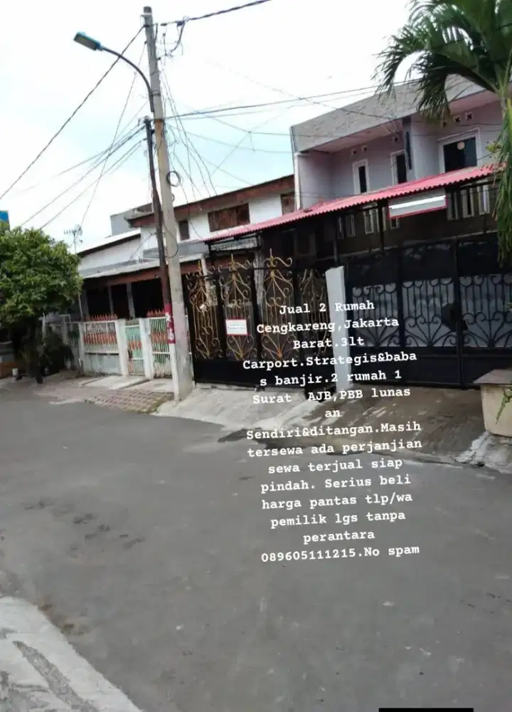 Jual rumah cengkareng,Jakbar.3lt,carport.Strategis&No banjir.TP.