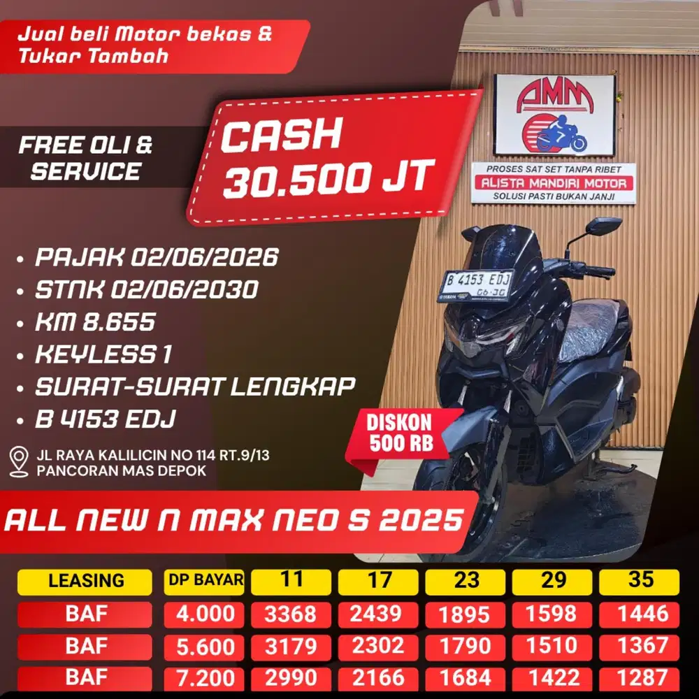 ALL NEW NMAX NEO S 2025 PAJAK HIDUP KM LOW CASH / KREDIT ALISTA