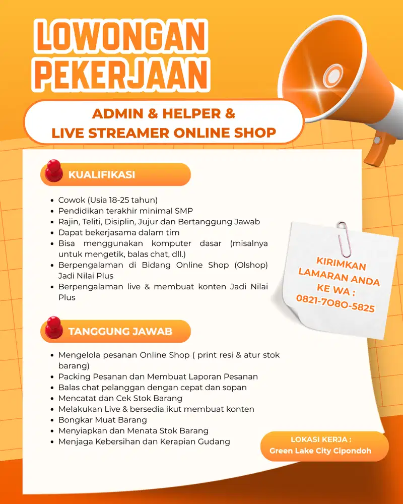 ADMIN & HELPER & LIVE STREAMER ONLINE SHOP