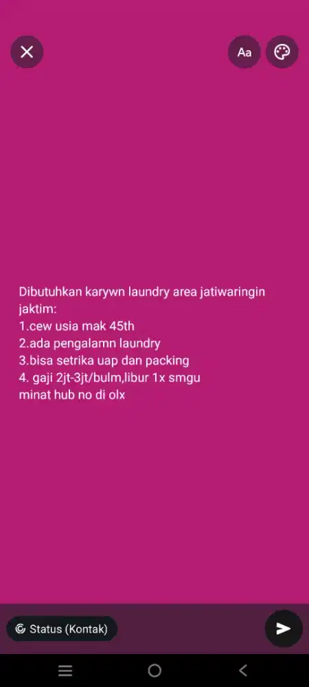 dibutuhkan karywn laundry