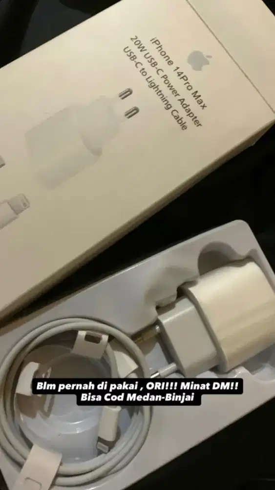 CHARGER ORI IPHONE 14 PRO MAX BELUM DIPAKAI, NO MINUS, DIJAMIN ORI