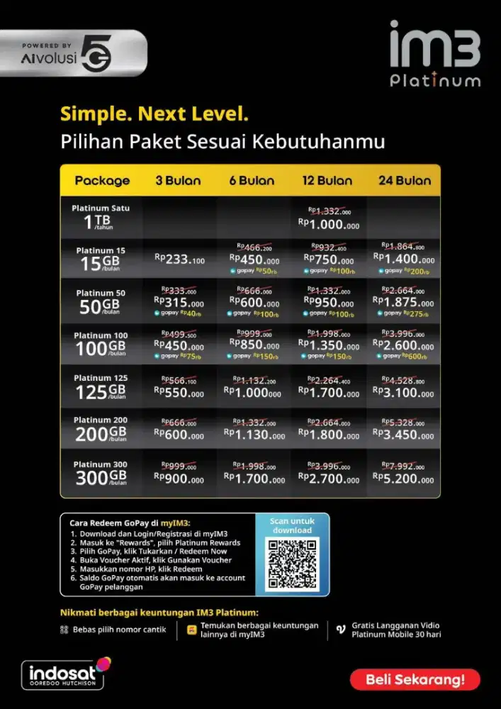 Paket Pascabayar IM3 Platinum Area Surabaya Sidoarjo