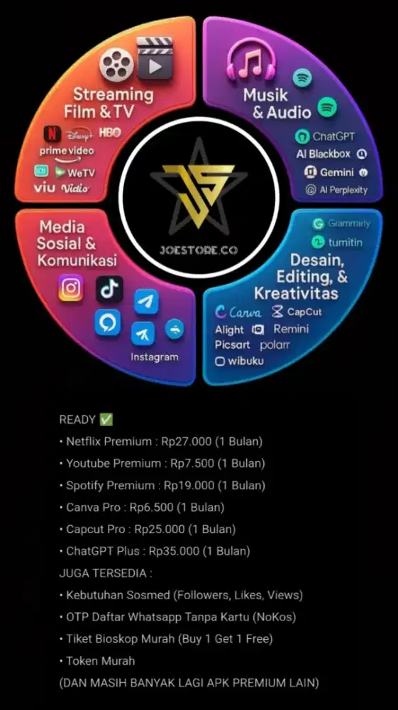 Netflix & Capcut MURAH (Ada banyak apk prem lainnya)