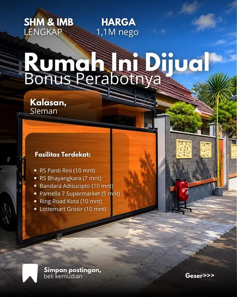 JARANG ADA! DIJUAL RUMAH SIAP HUNI FULL FURNISHED. ADA TAMAN + CARPORT