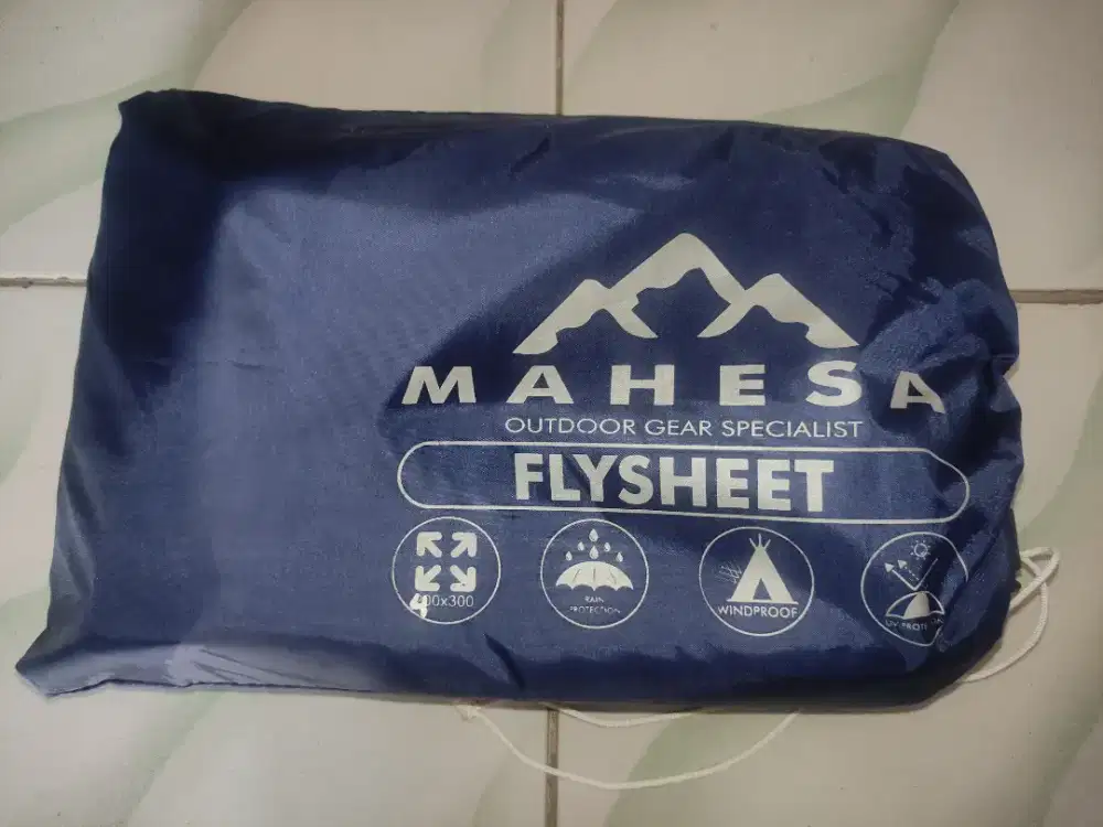 Flysheet ukuran 4x3 meter Navy Bonus Pasak 20 pcs