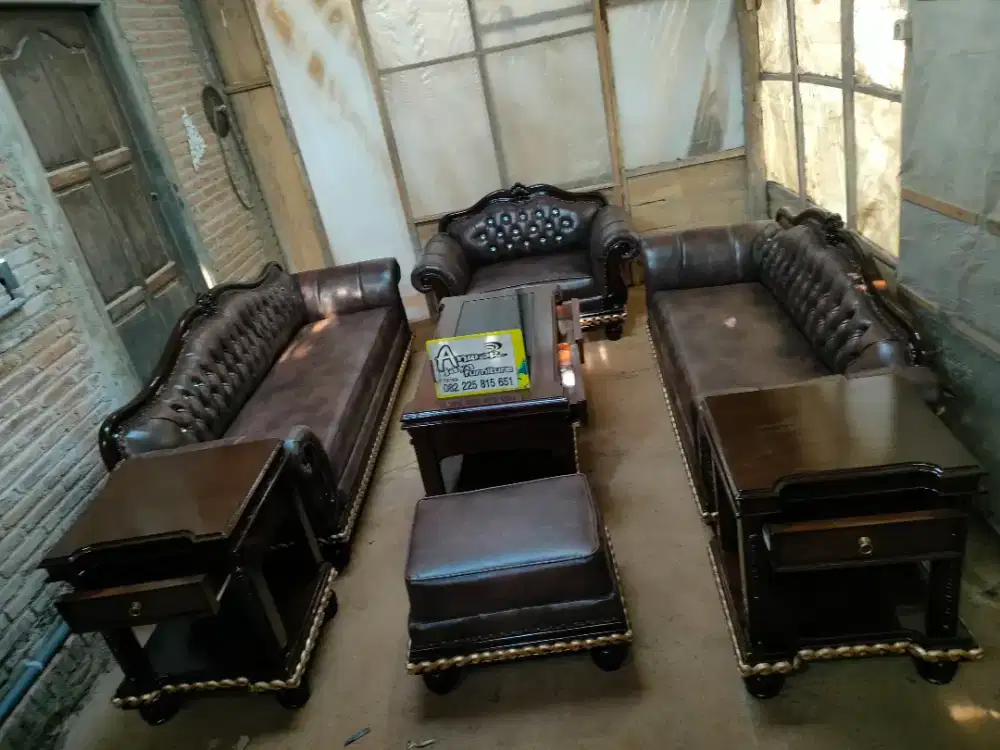 Kursi tamu sofa minimalis full kayu jati