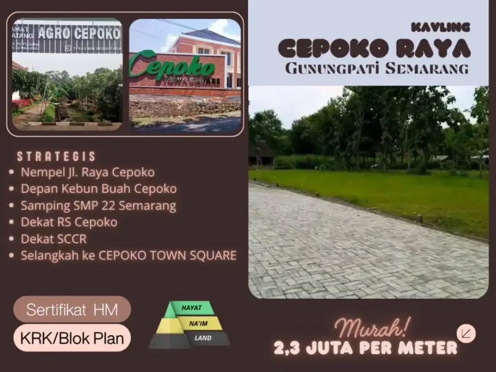 Tanah pinggir jalan raya murah di Semarang