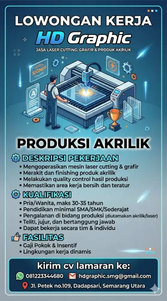 Karyawan produksi akrilik