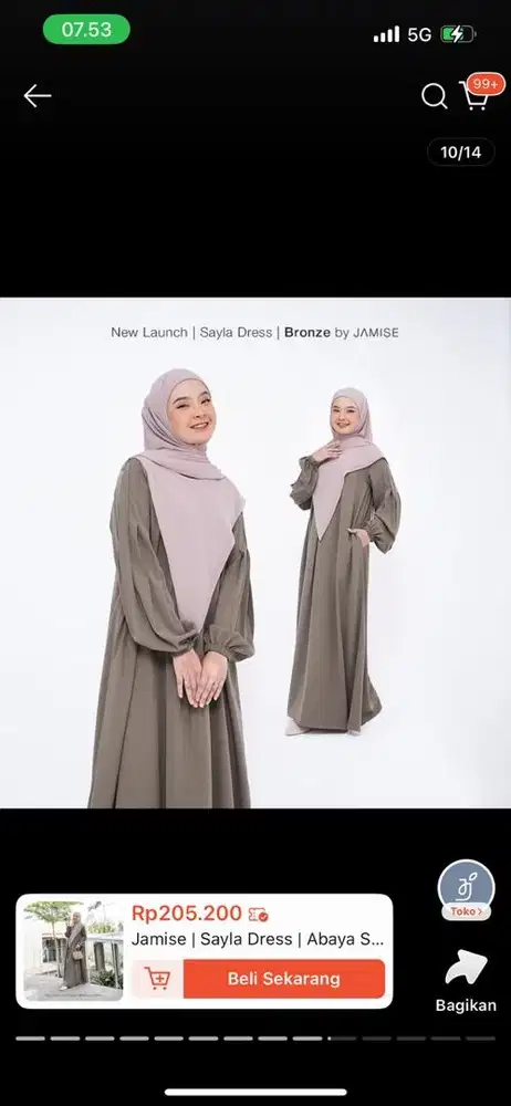 Preloved Abaya Dress Jamise Warna Bronze