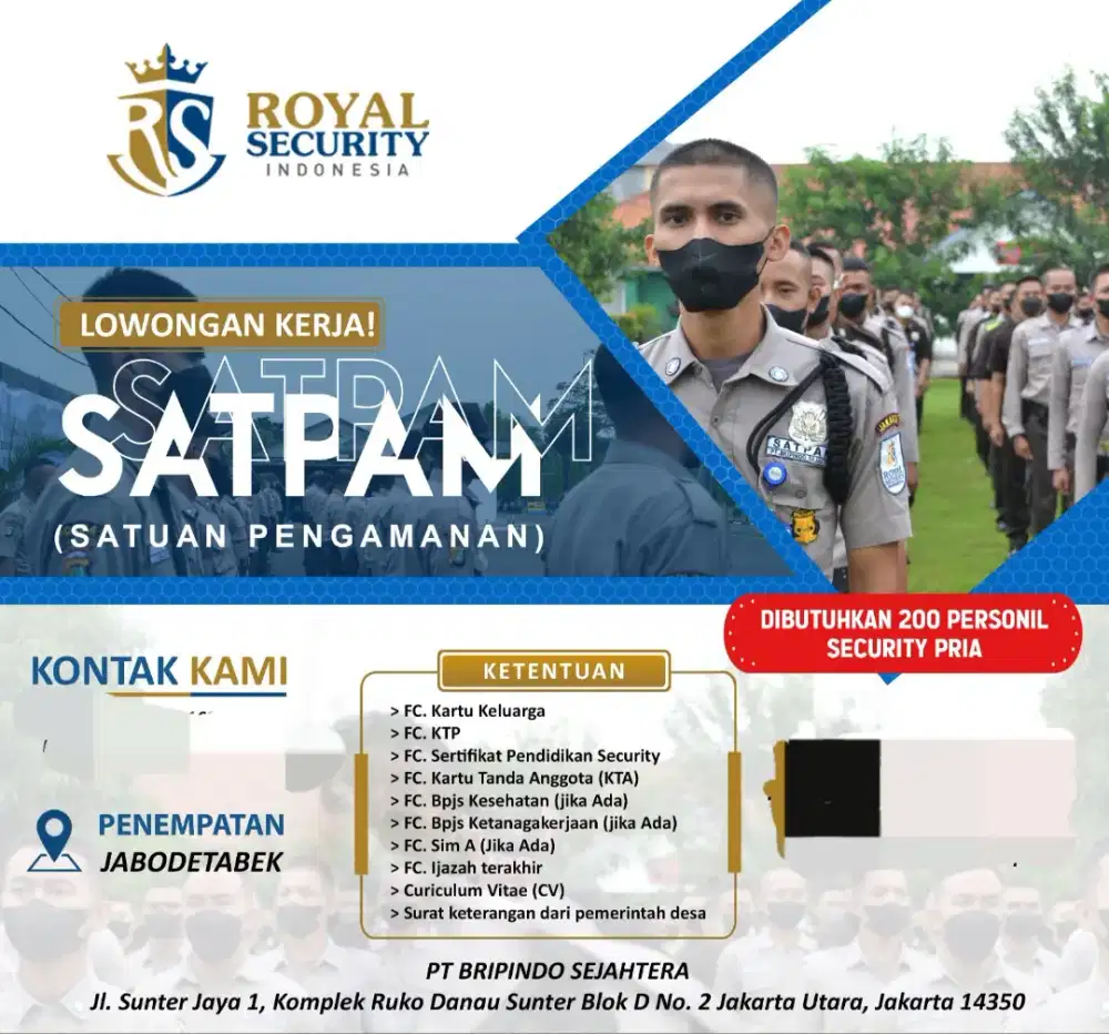 Dibutuhkan segera anggota security