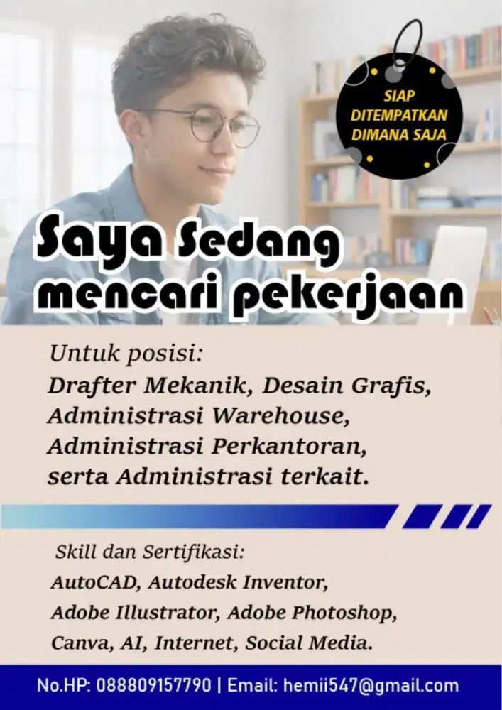 SAYA SEDANG MENCARI PEKERJAAN SIAP DITEMPATKAN DIMANA SAJA